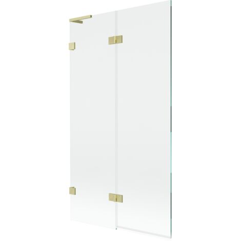 Mexen Lunar L Badewannenfaltwand 2-flügelig links 100 x 150 cm, transparent, gebürstetes Gold - 897L-100-100-55-00-L