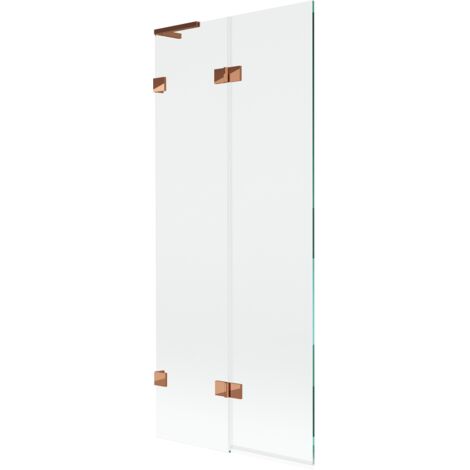 Mexen Lunar L Badewannenfaltwand 2-flügelig links 80 x 150 cm, transparent, Roségold - 897L-080-100-60-00-L