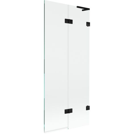 Mexen Lunar L Badewannenfaltwand 2-flügelig rechts 80 x 150 cm, transparent, schwarz - 897L-080-100-70-00-P