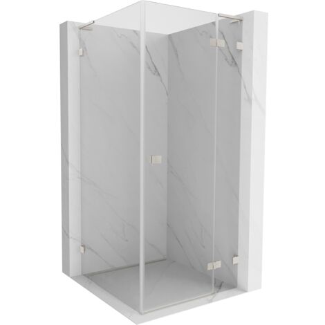 Mexen Lunar L cabina de ducha abatible derecha 100 x 100 cm, transparente, n铆quel cepillado - 834L-100-100-97-00-P