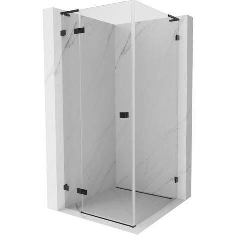Mexen Lunar L cabina de ducha abatible izquierda 90 x 90 cm, transparente, negra - 834L-090-090-70-00-L