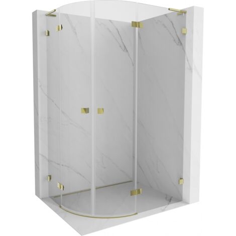 Mexen Lunar L cabina de ducha semicircular abatible derecha 100 x 90 cm, transparente, dorada - 833L-100P-090L-50-00