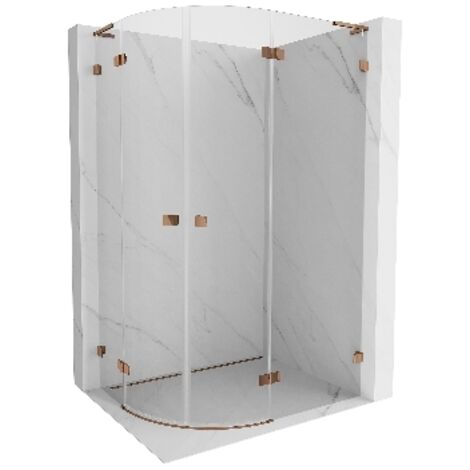 Mexen Lunar L cabina de ducha semicircular abatible derecha 100 x 90 cm, transparente, oro rosa - 833L-100P-090L-60-00