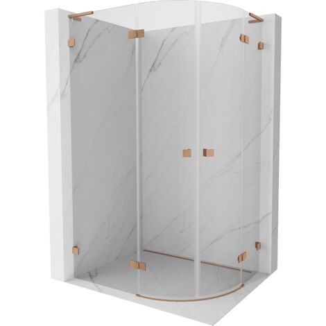 Mexen Lunar L cabina de ducha semicircular abatible izquierda 100 x 90 cm, transparente, cobre cepillado - 833L-100L-090P-65-00
