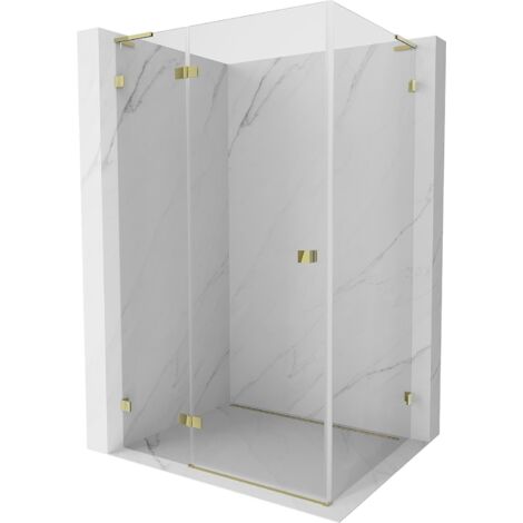 Mexen Lunar L cabina doccia a battente sinistra 70 x 80 cm, trasparente, oro - 834L-070-080-50-00-L