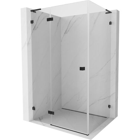 Mexen Lunar L cabina doccia a battente sinistra 80 x 90 cm, trasparente, nera - 834L-080-090-70-00-L