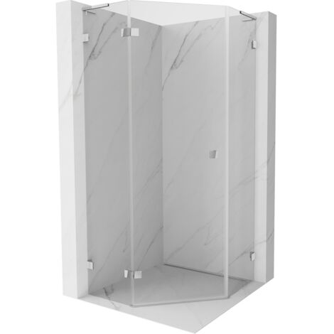 Mexen Lunar L cabina doccia pentagonale basculante sinistra 90 x 90 cm, trasparente, cromo - 831L-090L-090P-01-00-L