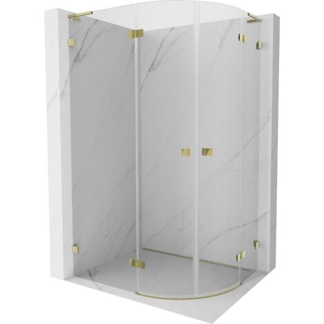 Mexen Lunar L cabina doccia semicircolare a battente sinistra 100 x 90 cm, trasparente, oro - 833L-100L-090P-50-00