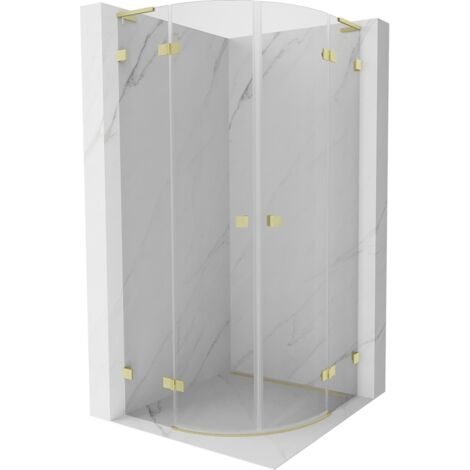 Mexen Lunar L cabine de douche demi-circulaire pivotante 100 x 100 cm, transparent, or brossé - 833L-100L-100P-55-00