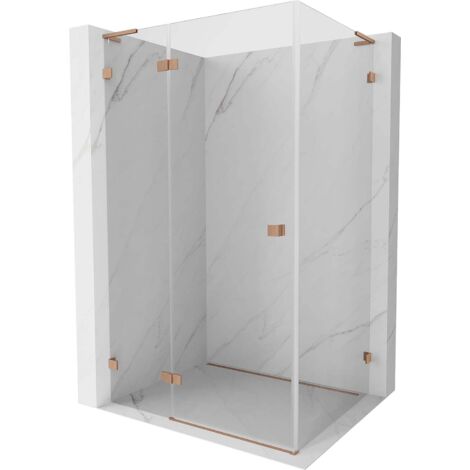 Mexen Lunar L cabine de douche pivotante gauche 70 x 80 cm, transparent, cuivre brossé - 834L-070-080-65-00-L