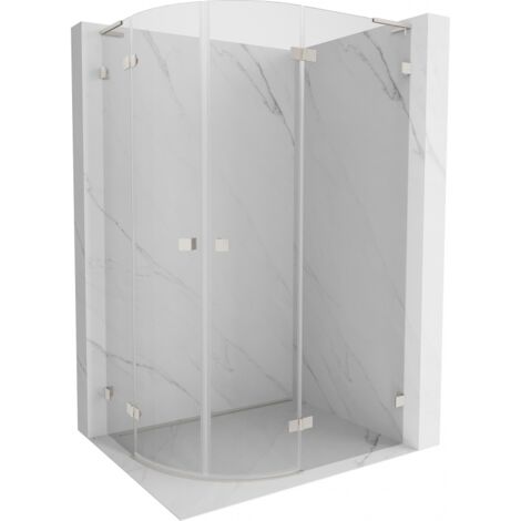 Mexen Lunar L cabine de douche semi-circulaire pivotante droite 100 x 90 cm, transparent, nickel brossé - 833L-100P-090L-97-00
