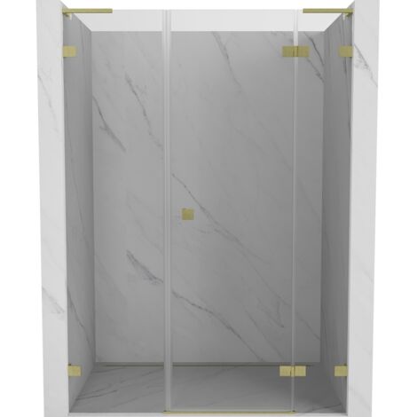 Mexen Lunar L Duschdrehtür rechts 155 cm, transparent, gebürstetes Gold - 834SL-155-050-55-00-P