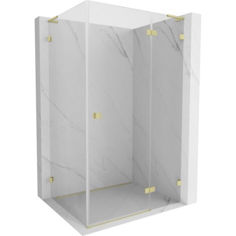 Mexen Lunar L Duschkabine, rechts öffnend, 95 x 80 cm, transparent, gebürstetes Gold - 834L-095-080-55-00-P