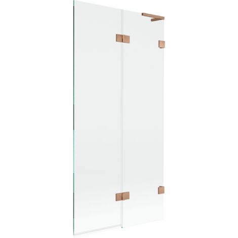 Mexen Lunar L Duschwand 2-flügelig rechts 90 x 150 cm, transparent, gebürstetes Kupfer - 897L-090-100-65-00-P