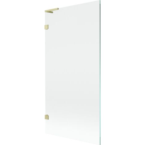 Mexen Lunar L mampara de ba帽era de 1 hoja 90 x 150 cm, transparente, dorado cepillado - 897L-090-000-55-00