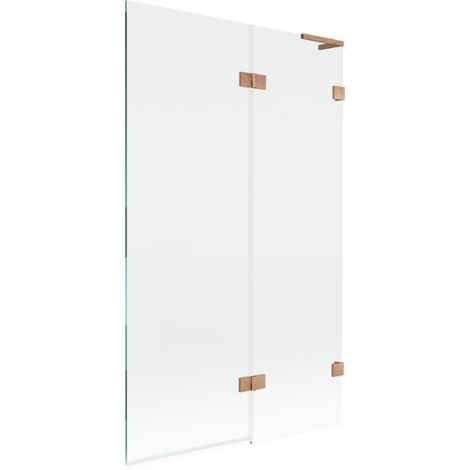 Mexen Lunar L mampara de ba帽era de 2 hojas derecha 110 x 150 cm, transparente, cobre cepillado - 897L-110-100-65-00-P