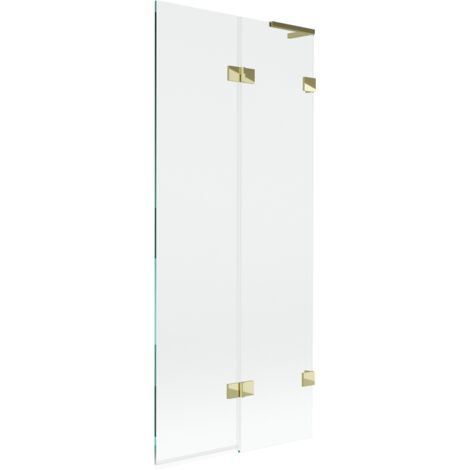 Mexen Lunar L mampara de ba帽era de 2 hojas derecha 80 x 150 cm, transparente, dorado - 897L-080-100-50-00-P