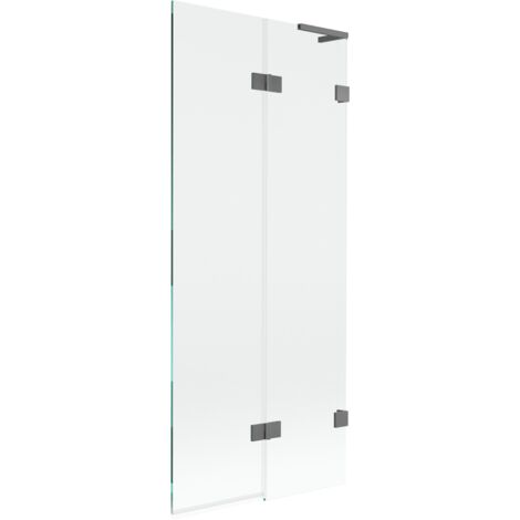 Mexen Lunar L mampara de ba帽era de 2 hojas derecha 80 x 150 cm, transparente, metal gun - 897L-080-100-95-00-P
