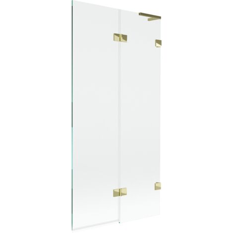 Mexen Lunar L mampara de ba帽era de 2 hojas derecha 90 x 150 cm, transparente, dorado - 897L-090-100-50-00-P