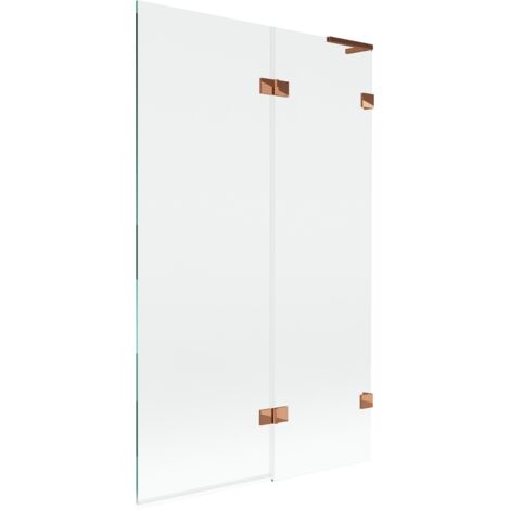 Mexen Lunar L mampara de ba帽era de 2 hojas derecho 110 x 150 cm, transparente, oro rosa - 897L-110-100-60-00-P