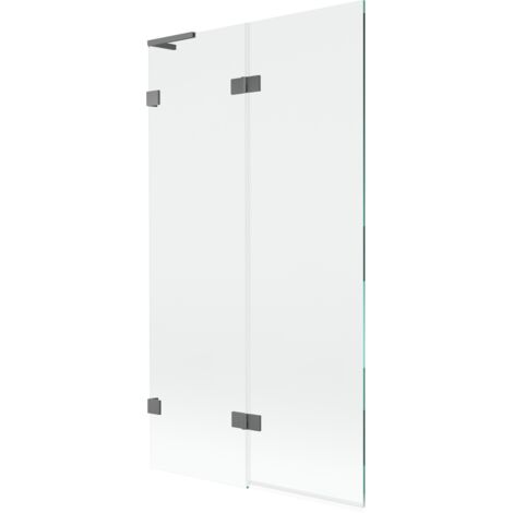 Mexen Lunar L mampara de ba帽era de 2 hojas izquierda 100 x 150 cm, transparente, gun metal - 897L-100-100-95-00-L