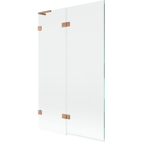 Mexen Lunar L mampara de ba帽era de 2 hojas izquierda 110 x 150 cm, transparente, cobre cepillado - 897L-110-100-65-00-L