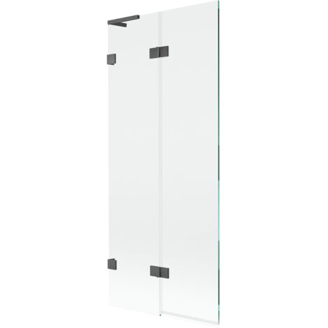 Mexen Lunar L mampara de ba帽era de 2 hojas izquierda 80 x 150 cm, transparente, gris met谩lico cepillado - 897L-080-100-66-00-L
