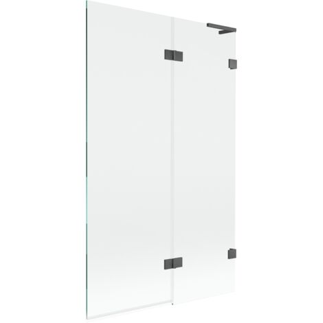 Mexen Lunar L mampara de ba帽era de 2 hojas lado derecho 110 x 150 cm, transparente, gris arma cepillado - 897L-110-100-66-00-P