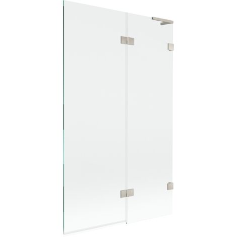 Mexen Lunar L mampara de ba帽era de 2 paneles derecha 110 x 150 cm, transparente, n铆quel cepillado - 897L-110-100-97-00-P