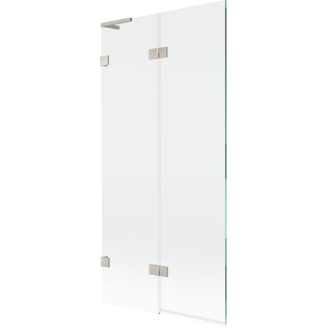Mexen Lunar L mampara de ba帽era de 2 puertas abatibles izquierda 90 x 150 cm, transparente, n铆quel cepillado - 897L-090-100-97-