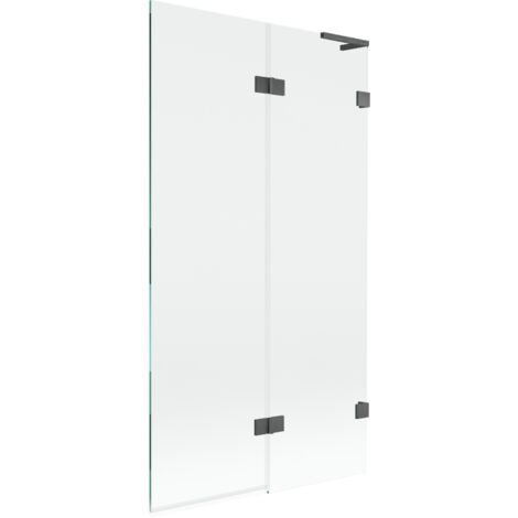 Mexen Lunar L mampara de ba帽era de dos hojas derecha 100 x 150 cm, transparente, gris oscuro cepillado - 897L-100-100-66-00-P