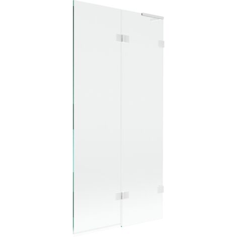 Mexen Lunar L mampara de ba帽o de 2 alas derecha 90 x 150 cm, transparente, blanco - 897L-090-100-20-00-P