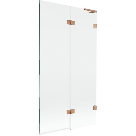 Mexen Lunar L mampara de ba帽o de 2 hojas derecha 100 x 150 cm, transparente, cobre cepillado - 897L-100-100-65-00-P