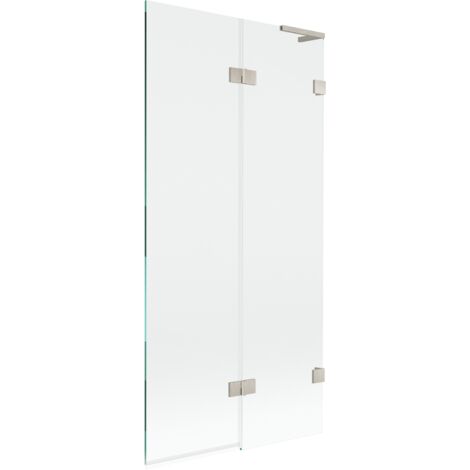 Mexen Lunar L mampara de ba帽o de 2 hojas derecha 90 x 150 cm, transparente, n铆quel cepillado - 897L-090-100-97-00-P