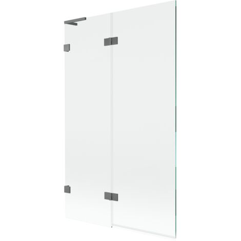 Mexen Lunar L mampara de ba帽o de 2 hojas izquierda 110 x 150 cm, transparente, metal de arma - 897L-110-100-95-00-L