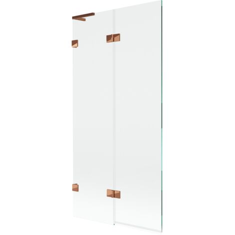 Mexen Lunar L mampara de ba帽o de 2 hojas izquierda 90 x 150 cm, transparente, oro rosa - 897L-090-100-60-00-L
