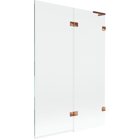 Mexen Lunar L mampara de ba帽o de 2 paneles, derecha 120 x 150 cm, transparente, oro rosa - 897L-120-100-60-00-P