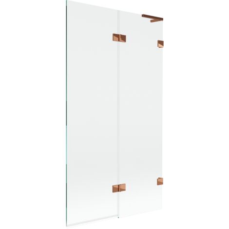 Mexen Lunar L mampara de ducha de 2 hojas derecha 100 x 150 cm, transparente, oro rosa - 897L-100-100-60-00-P