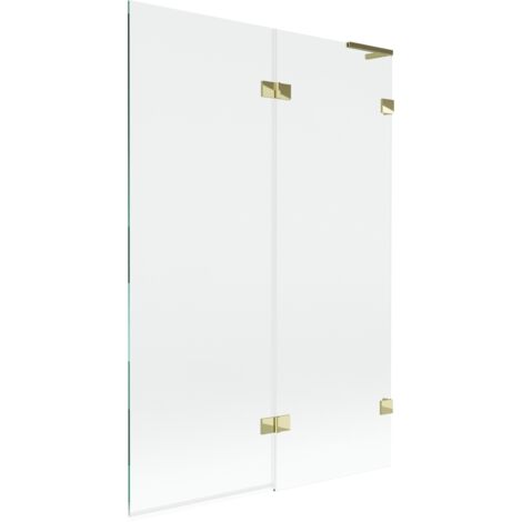 Mexen Lunar L pantalla de ba帽o 2 paneles derecha 120 x 150 cm, transparente, dorado - 897L-120-100-50-00-P