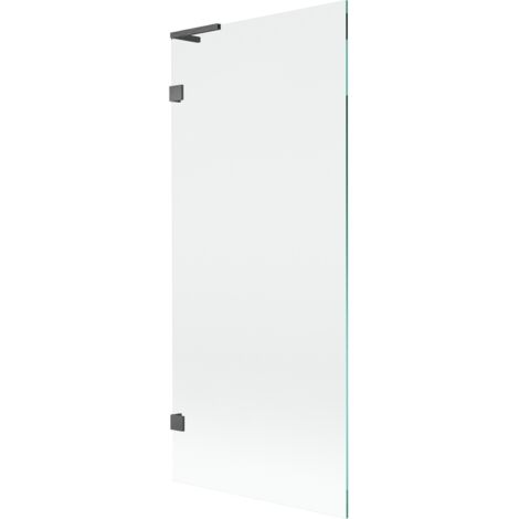 Mexen Lunar L paratia da vasca a 1 anta 80 x 150 cm, trasparente, grigio canna di fucile spazzolato - 897L-080-000-66-00