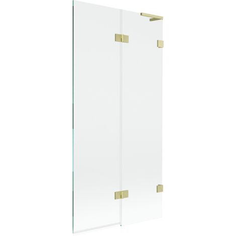 Mexen Lunar L paratia da vasca a 2 ante destra 90 x 150 cm, trasparente, oro spazzolato - 897L-090-100-55-00-P