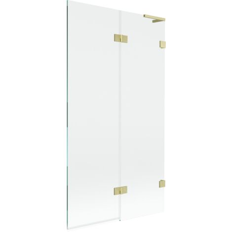 Mexen Lunar L paratia per vasca da bagno a 2 ante destra 100 x 150 cm, trasparente, oro spazzolato - 897L-100-100-55-00-P