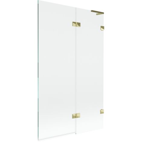 Mexen Lunar L parav谩n de ba帽o 2 hojas derecha 110 x 150 cm, transparente, dorado - 897L-110-100-50-00-P