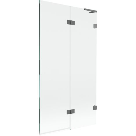 Mexen Lunar L pare-baignoire 2 volets droit 100 x 150 cm, transparent, métal gun - 897L-100-100-95-00-P