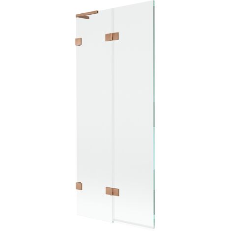 Mexen Lunar L paroi de baignoire 2 volets côté gauche 80 x 150 cm, transparent, cuivre brossé - 897L-080-100-65-00-L