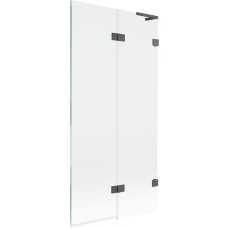 Mexen Lunar L paroi de baignoire 2 volets droit 90 x 150 cm, transparent, gris canon brossé - 897L-090-100-66-00-P