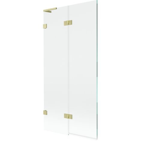 Mexen Lunar L paroi de baignoire 2 volets gauche 90 x 150 cm, transparent, doré brossé - 897L-090-100-55-00-L