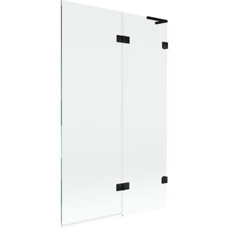 Mexen Lunar L paroi de baignoire à 2 volets droite 110 x 150 cm, transparent, noir - 897L-110-100-70-00-P