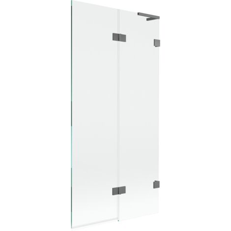 Mexen Lunar L paroi de baignoire pivotante à 2 volets droite 90 x 150 cm, transparent, gun metal - 897L-090-100-95-00-P