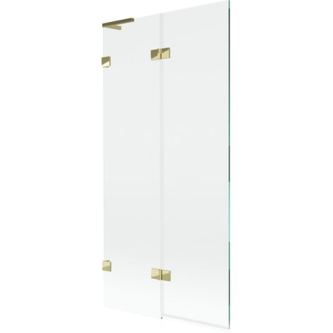 Mexen Lunar L paroi de bain 2 volets gauche 90 x 150 cm, transparent, doré - 897L-090-100-50-00-L